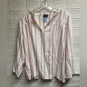 Splendid 2XL Red and White Striped Top